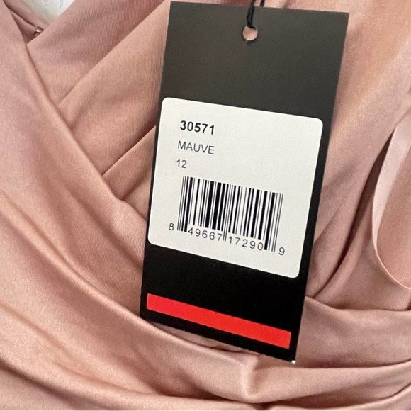 La Femme 30571 Mauve Pink Spaghetti Strap Cross Bodice Formal Gown Size 12 NWT - Picture 5 of 7